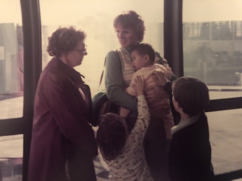 Esther as a toddler, welcomed by her new family on arrival day in Portland, Oregon, 1984